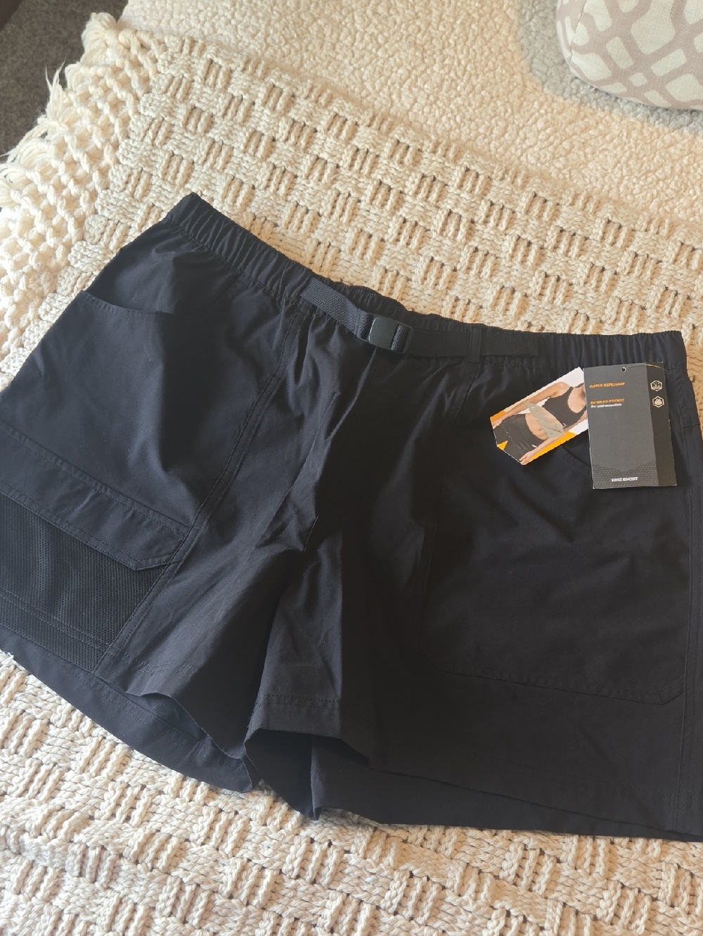 Avia Black Women's Cargo Shorts with Elastic Waist and Buckle